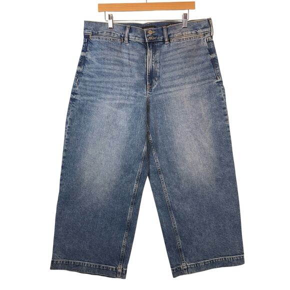 Banana Republic High Rise Wide Leg Cropped Jeans WOMENS SIZE 32 Medium Wash Clas